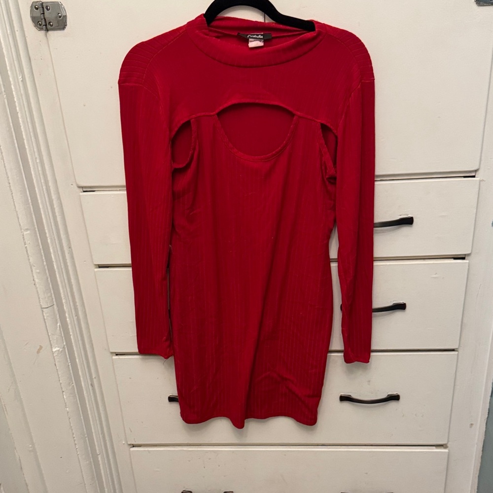 Chic Long Sleeve Red Bodycon Dress